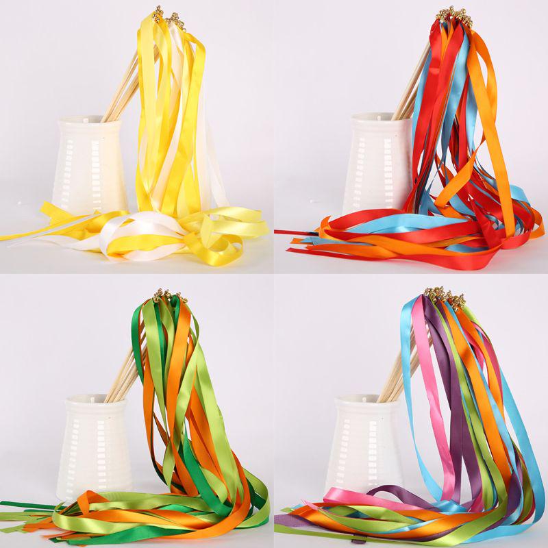 Buy 10Pcs Ribbon Wands Chromatic Satin Band Streamers Fairy Stick for ...