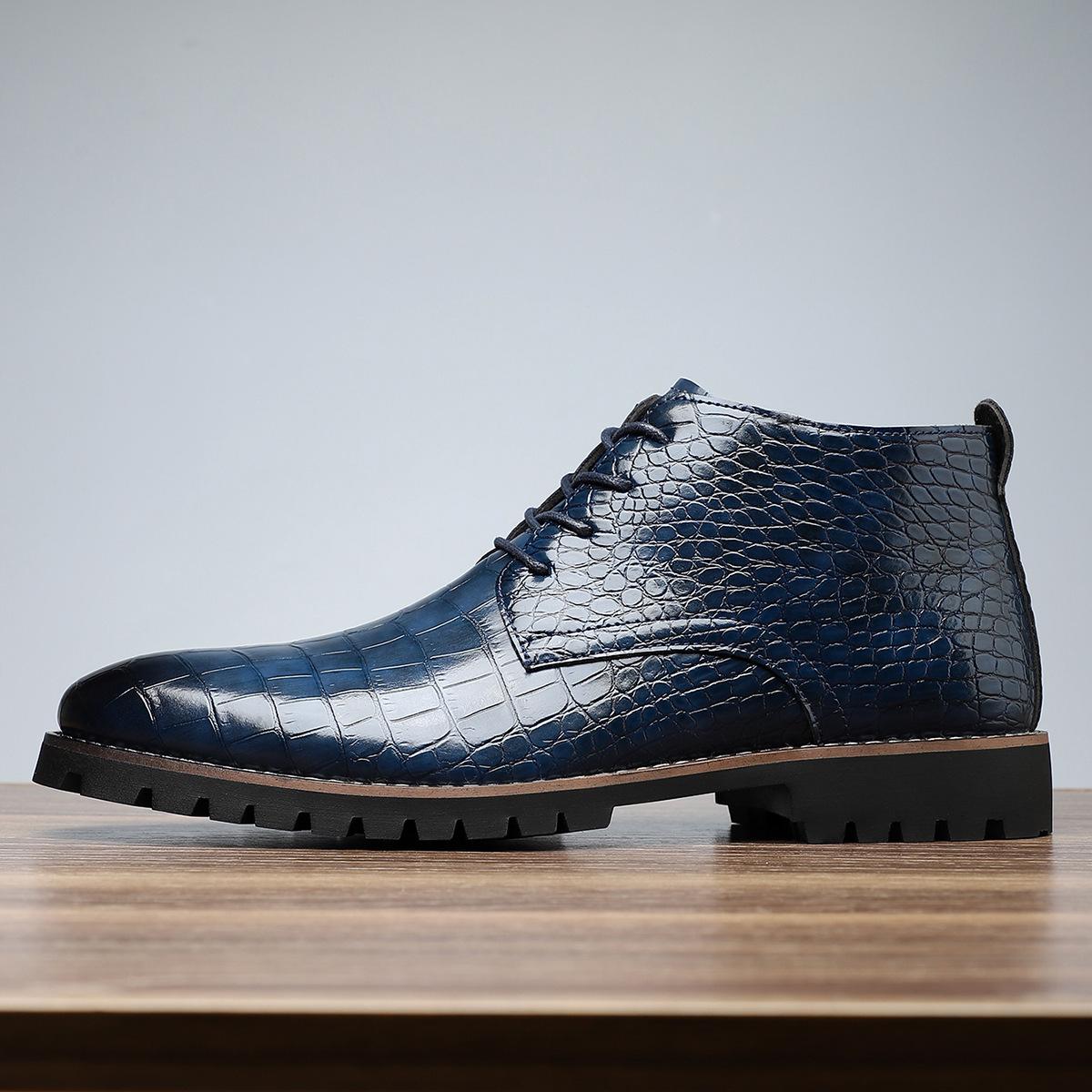 

One piece of free shipping foreign trade men s business leisure leather boots 48 large size versatile men s shoes trendy fashion derby shoes 48 синий