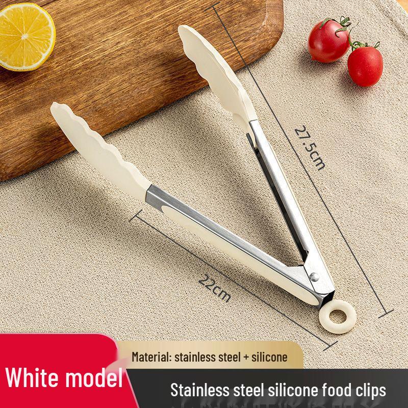 Silicone High-Temperature Stainless Steel Kitchen Tongs - Anti-Scald Bread, BBQ, Roasting Tongs