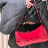 1Pc French Niche Design Cowhide Shoulder Handbag Women's High-End Party Red Wedding Bag Fashion Handheld Underarm Bag