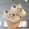 Baby Kids Walking Shoes Toes Capped Anti-kicked Girls Flat Shoes Non-slip Soft Sole 2025 New Kids Casual Shoes Big Bow Polka Dot