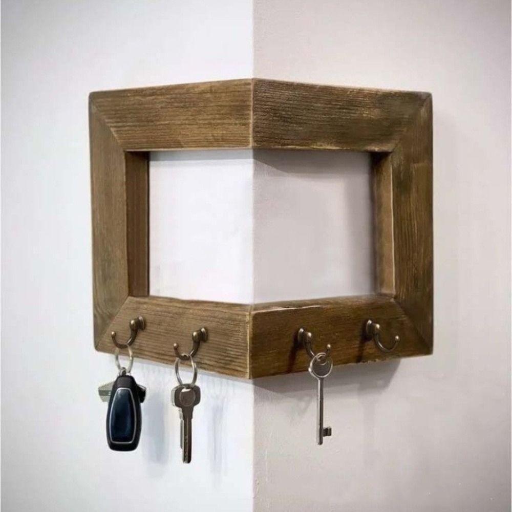Wall-mounted Key Hook Rack Rural Style Sundries Storage Holder Housewarming Gift