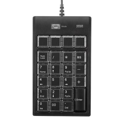 Teclado numérico programable Sanwa Supply con función de asignación, conexión USB por cable, membrana de 23 teclas y botón de conmutación + NT-19UH2BKN2