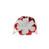 Borsa da sera a pochette con fiore in acrilico per donna con manico a catena e chiusura a lucchetto