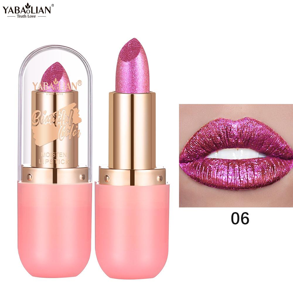 Metalická fialová chameleonská rtěnka Měnící barvu Matná třpytivá diamantová rtěnka Vodotěsný perleťový lesk na rty Sexy make-up