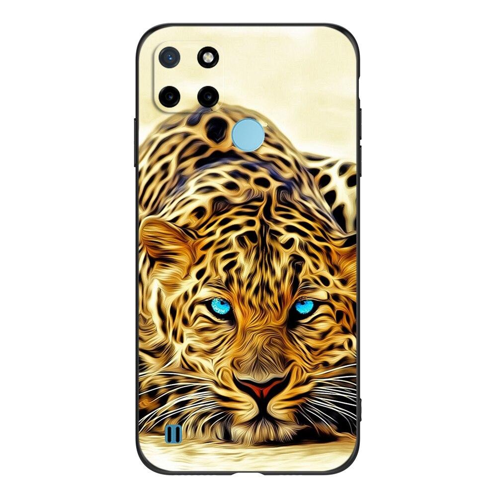 For Realme C21Y C25Y Case For OPPO Realme C21Y C25Y 4G Soft Case RMX3261 Coque 6.5inch Black Tpu Case Lion Wolf Tiger Dragon