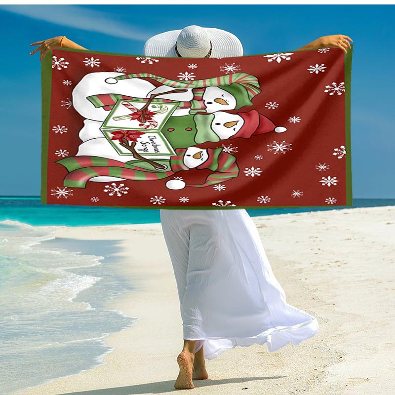 Ultra-Soft Beach Towel with Christmas Snowman Theme,Ideal for Pool - Camping, Diving - Perfect Travel Essential, Vibrant Beach Towel.