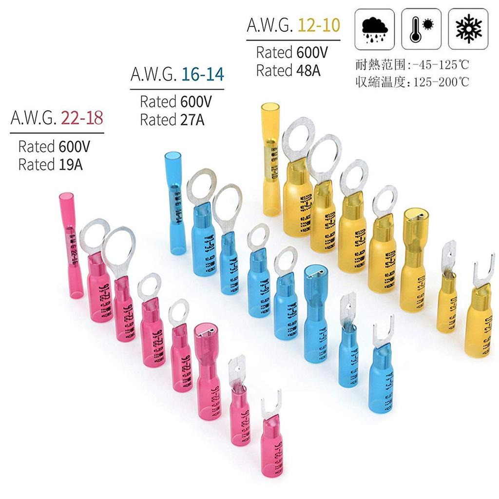 IWISS Waterproof Crimp Heat Shrink Crimp Crimping Ratchet Crimp Connection Set Terminals, Type, Sleeves, Tool, Type, Terminals, 120-Piece