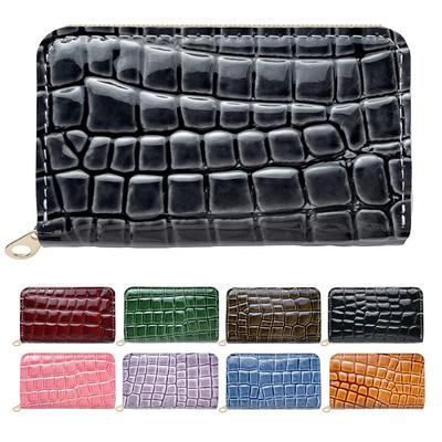 Genuine Leather Coin Small Coin Enamel Beautiful Crocodile Charcoal [leo&aoi] Case, Zipper-Around Pouch, Wallet, Purse, Compact, Simple, Leather,
