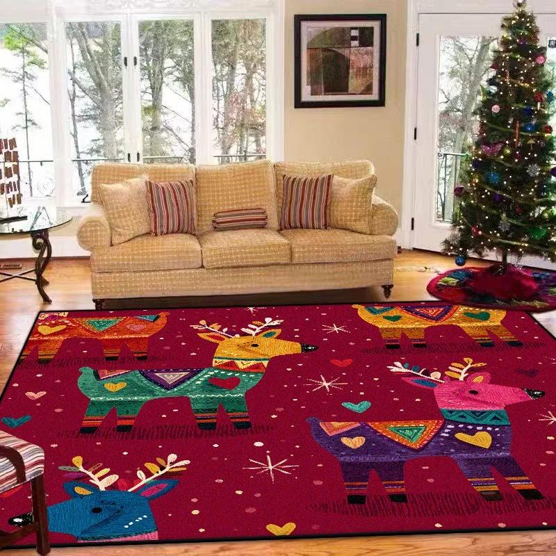 Weihnachtsmotiv Teppiche für Wohnzimmer Große Flächenbodenmatten für Heimdekoration Rutschfester Teppich Schlafzimmer Küche Fußmatte