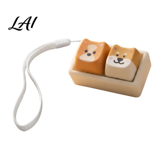 Push Button Toy Cartoon Dog Fidget Keyboard Toy 1/2/3/4/9-Key Stress Keychain Pendant Relief Mini for Backpack Handbag Purse Charm Reducing