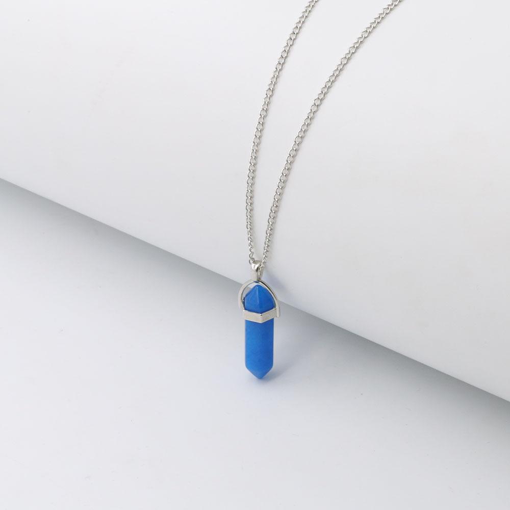 Hexagonal Pyramid Pendant Clavicle Chain Necklace