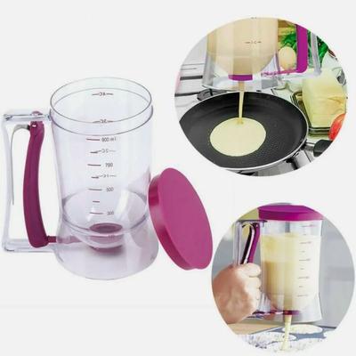 Hand-Held Pancake Batter Dispenser Plastic Scaled Crepes Batter Separator Leakproof Large Capacity Batter Funnel Muffin