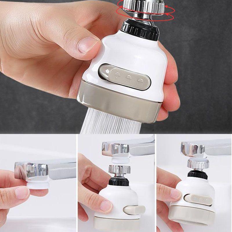 Stainless Steel 360 Rotating Faucet Head With Three Adjustable Modes For Water Saving