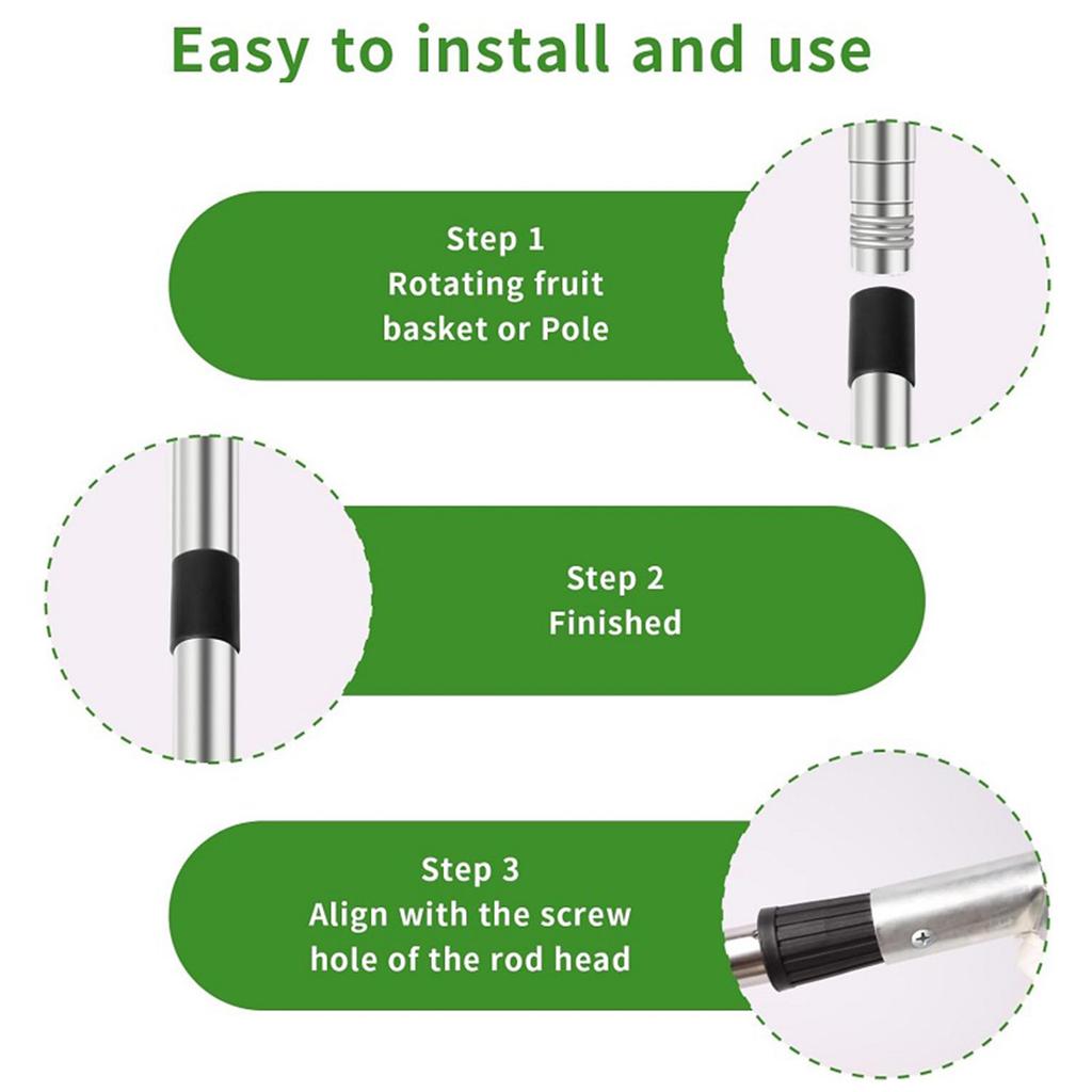 Telescopic Fruit Collection Tool Adjustable 3.3ft To 13ft Handle With Durable Stainless Steel Head For Gathering Apples Pears Oranges In Gardens