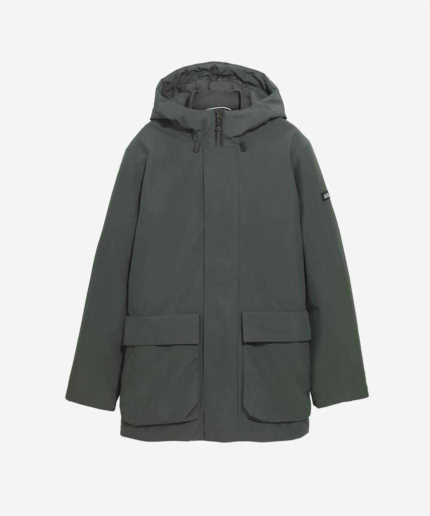 Aigle Men'S Gore-Tex Quilted Hooded Long Parka Aiw25Moui001Urb