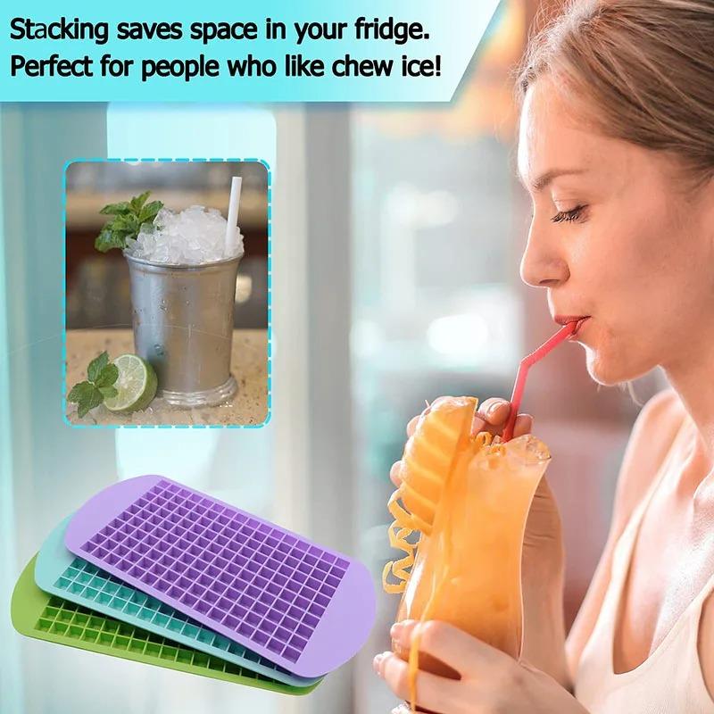 Crushed Silicone Mini Ice Cube Trays Easy Release Small Ice Cube Flexible Stackable Durable Mold BPA Free