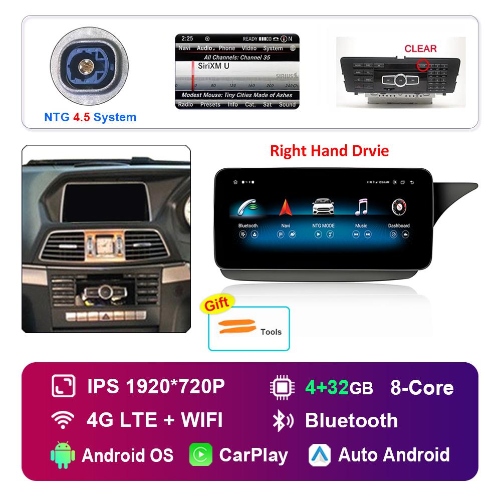 10.25'' Right Hand Drvie for Mercedes Benz E Class C207 W207 2009 - 2015 NTG 4.0 4.5 System Android Car Radio Multimedia Player
