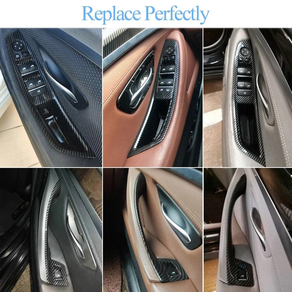 LHD RHD Carbon Fiber Car Interior Door Armrest Pull Handle Panel Trim Set For BMW 5 Series F10 F11 520i 523i 525i 528i 530i 535i