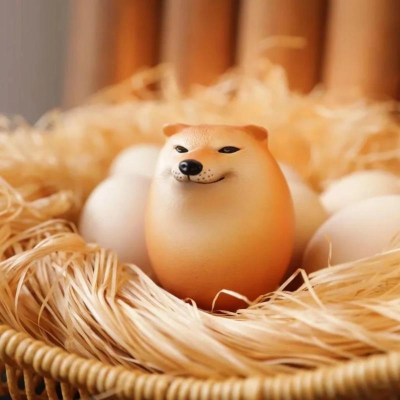 Kreativní Shibako Dog Vejce Squishy Fidget Hračka Realistický Tvar Vejce Stolní Dekorace Shiba Inu Pes & Vejce Unie PU Pomalý Návrat Senzorická Hračka