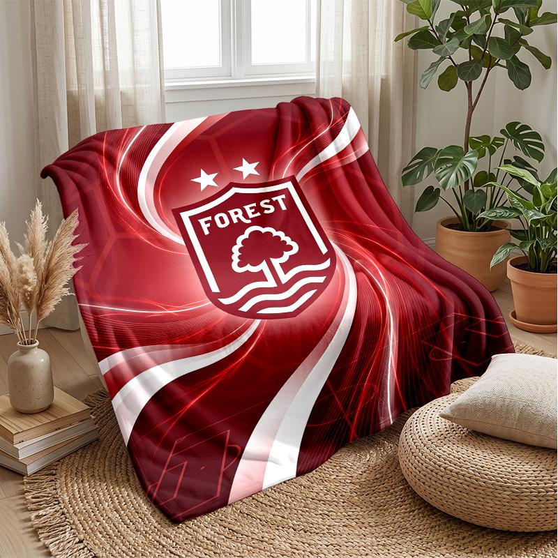 Manta de Franela con Estampado de Fútbol del Nottingham Forest, Manta Ligera Suave y Cálida para Sofá Cama Acampada