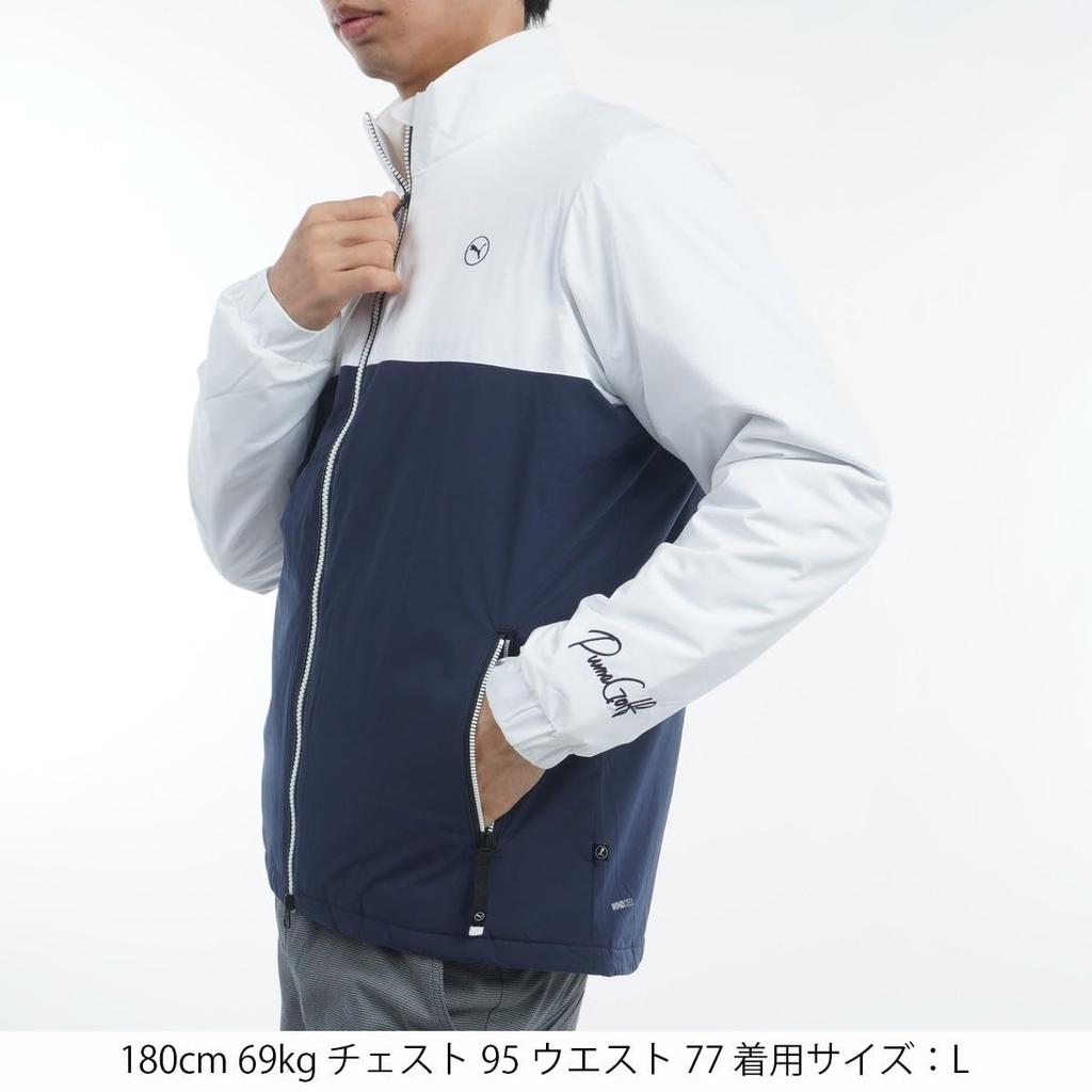 Outerwear Golf Stretch Filled Color Block FZ Jacket White Navy L [PUMA] Men's Glow/Deep