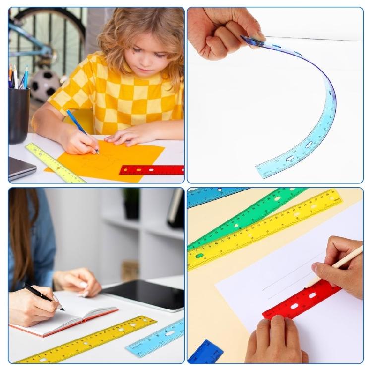 12Inch Clear Rulers with Hole Drawing Ruler Math Ruler Measuring Ruler Measuring Tool for Drawing Drafting Measuring