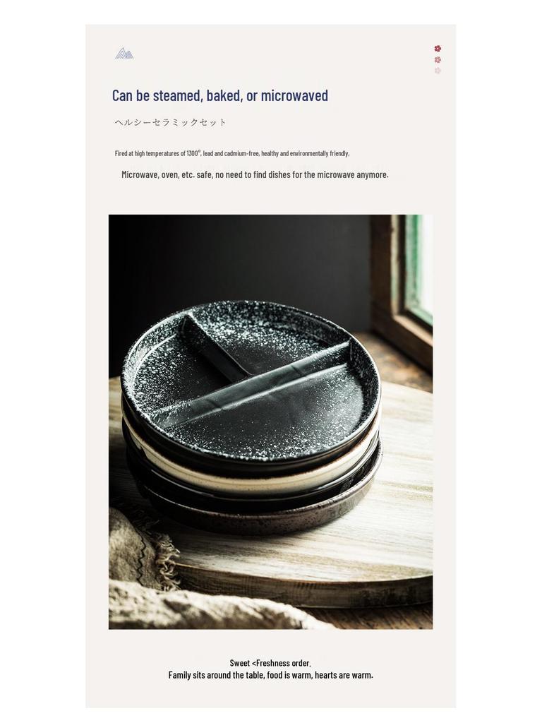 Creative Three-Compartment Ceramic Plate: Ideal for Single-Serving, Portion-Controlled Meals