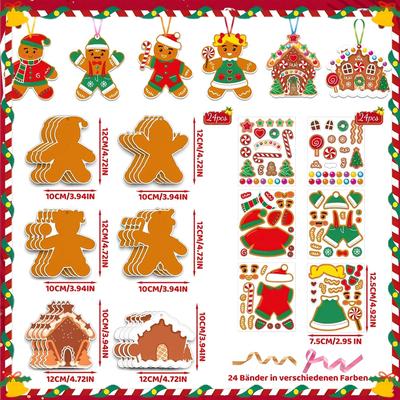 Chirstmas Gingerbread Man Craft for Kids Make You Own Gingerbread Man Stickers Ornament DIY Arts and Crafts for Girls Boys Party