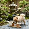 3-in-1 Elevated Pet Feeder Wooden Raised Stand with 3 Stainless Steel Bowls Neck Protection Food Water Dish for Cats Small Dogs
