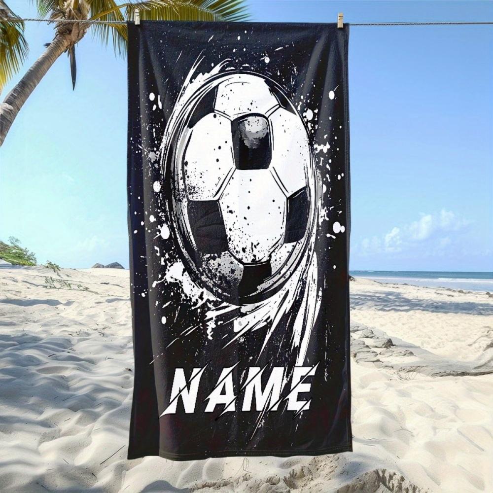 Custom Name Black And White Style Football Beach Towel - Soft,Ultra-Absorbent Microfiber, Lightweight, Perfect For Beach,Parties