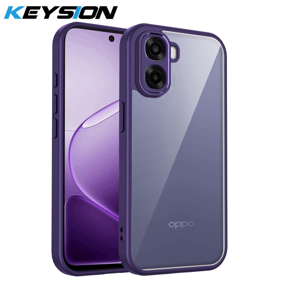 

KEYSION Прозорий чохол для телефону для OPPO A6x 5G М який силікон+ПК Прозора ударостійка задня кришка для телефону для OPPO A6x 4G A6X 5G for OPPO A6x фіолетовий