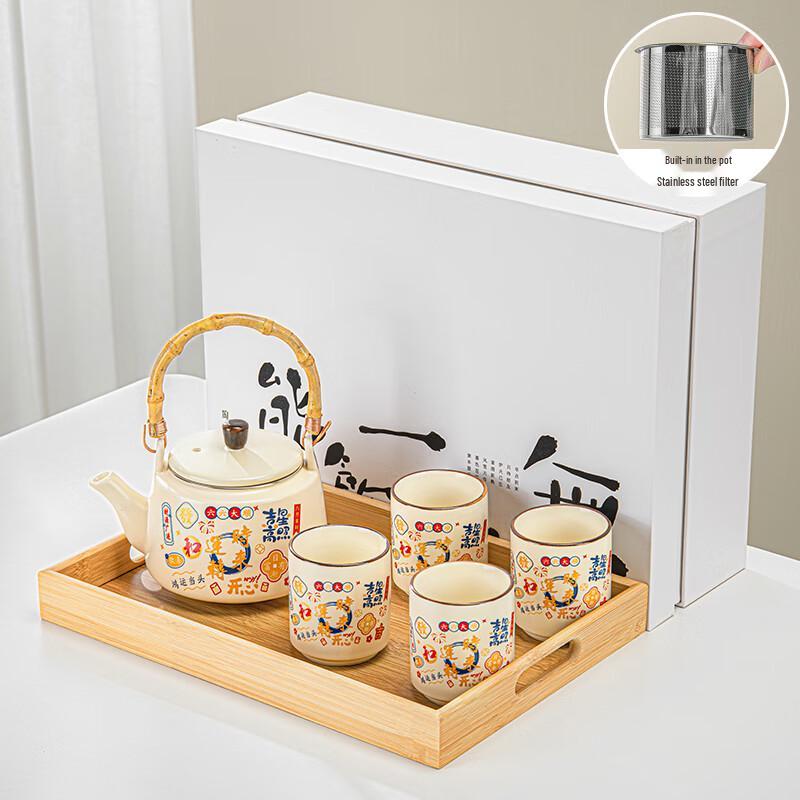 Lainuo Yellow Glaze Turn of Fortune Tea Set