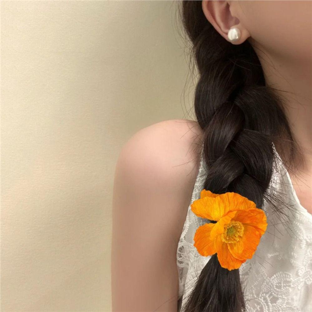 Korean Style Large Intestine Hair Ring Cloth Elastic Hair Band Sweet Flower Hair Tie  Girls