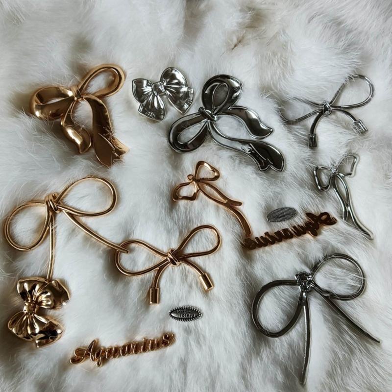 Elegant Gold/Silver Bowknot Adornment Stylish Craft Accessory Metal Butterfly Knots for DIY Crafts and Phone Decoration