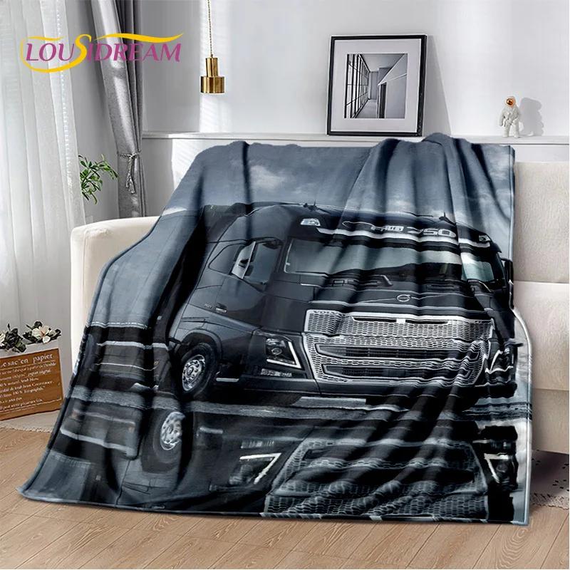 Volvo Truck Lorry 3D Printing Soft Flannel Blanket for Beds Bedroom Sofa Picnic,Throw Blanket for Cover Outdoor Leisure Nap Gift