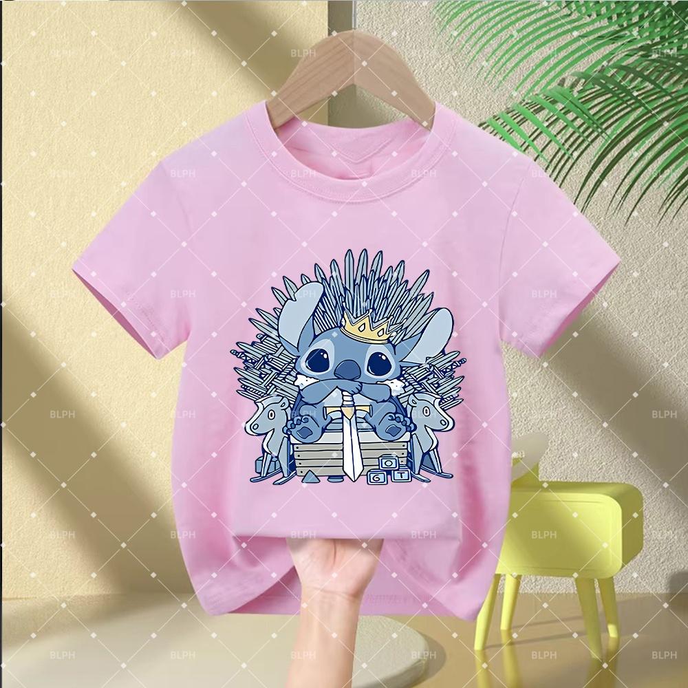 Disney Stitch Children's T-Shirt with Cute Cartoon Character Print, Soft and Casual Short Sleeve