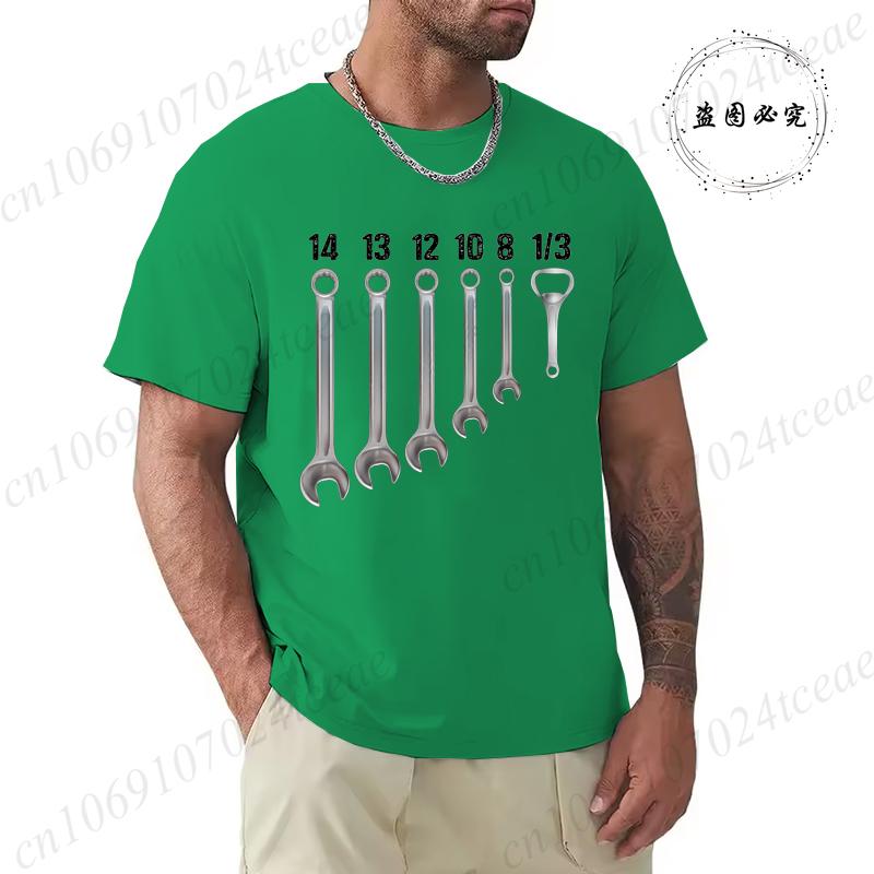 Men Summer Clothing Fashion Casual T-Shirts Keys Mechanic Beer Opener Humor Alcohol Beers Cars Motorcycles Print Sports T-shirt