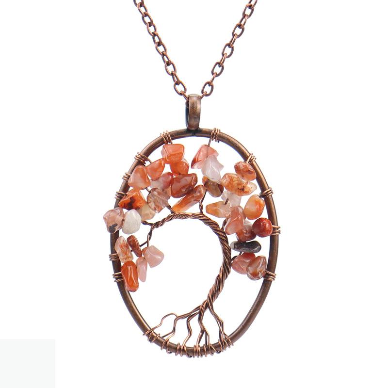 Vintage Hand-Wound Natural Gravel Crystal Curved Curved Tree Of Life Necklace Women'S Necklace N21 Pendant