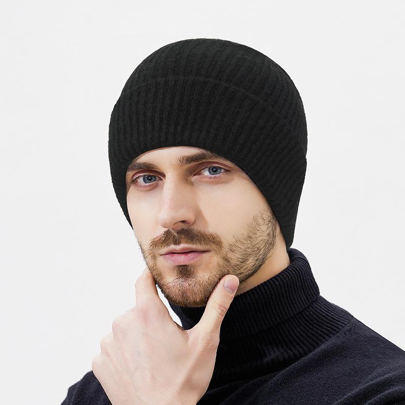 Winter New Wool Double-layer Thread Thickened Cold-proof and Warm Knitted Hat Men's and Women's Simple Ski Wool Cold Hat