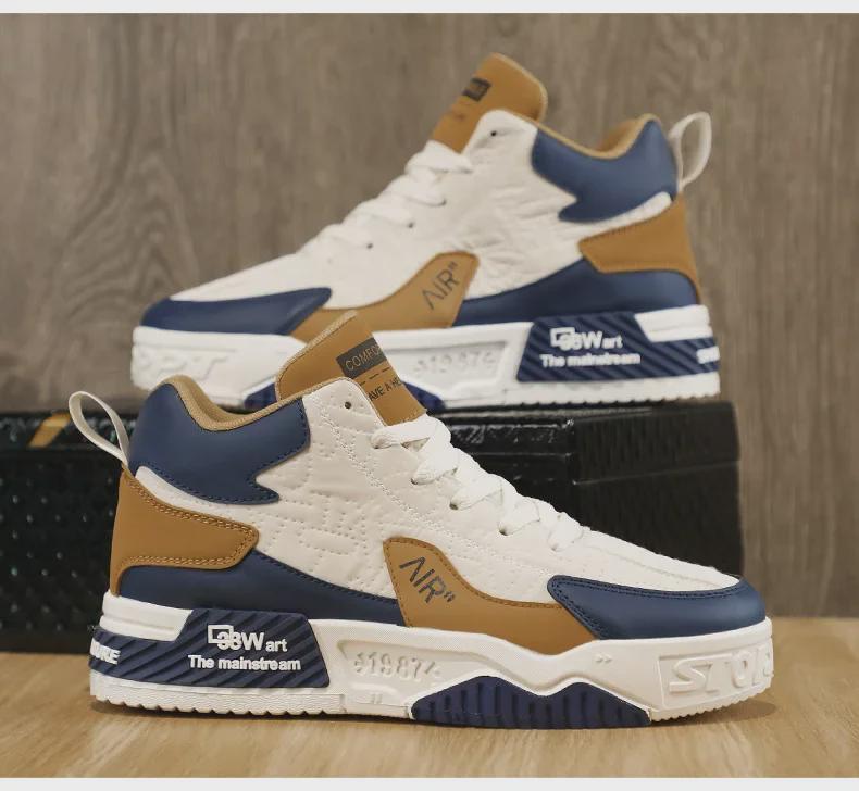 Men's Korean Style High-Top Autumn Sports Casual Shoes with Thick Soles