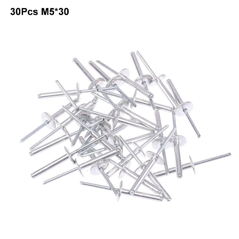 30 Pcs Large Flange Blind Rivets, Aluminum Rivets Assortment Kit Blind Rivets, Round Head Rivets