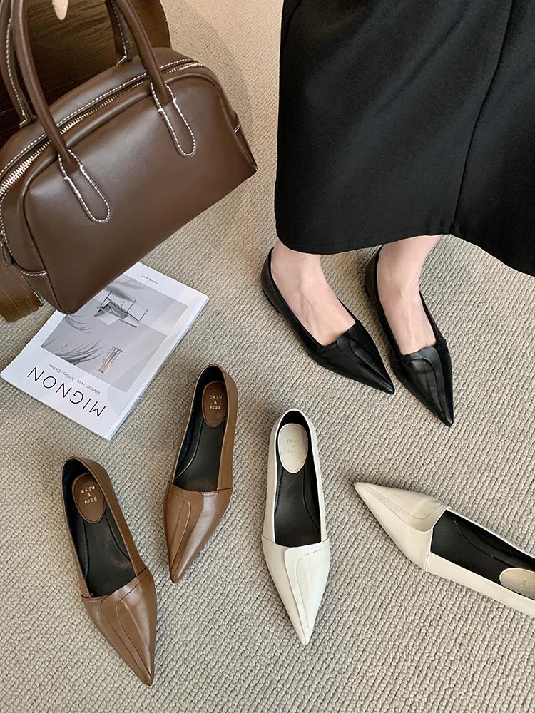 Fashion Summer Shoes Ladies Pointed Toe Low Heels Female Footwear 2025 New Bailamos Woman Flat Comfortable Dress Spring Med Thin Shallow