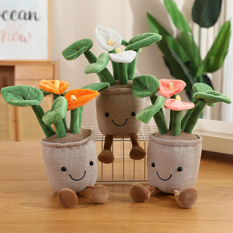 Artificial Potted Green Plants Plush Toys Backpack Key Pendant Super Soft Dolls Comfort Pillow Cartoon Girls Boys Birthday Gift