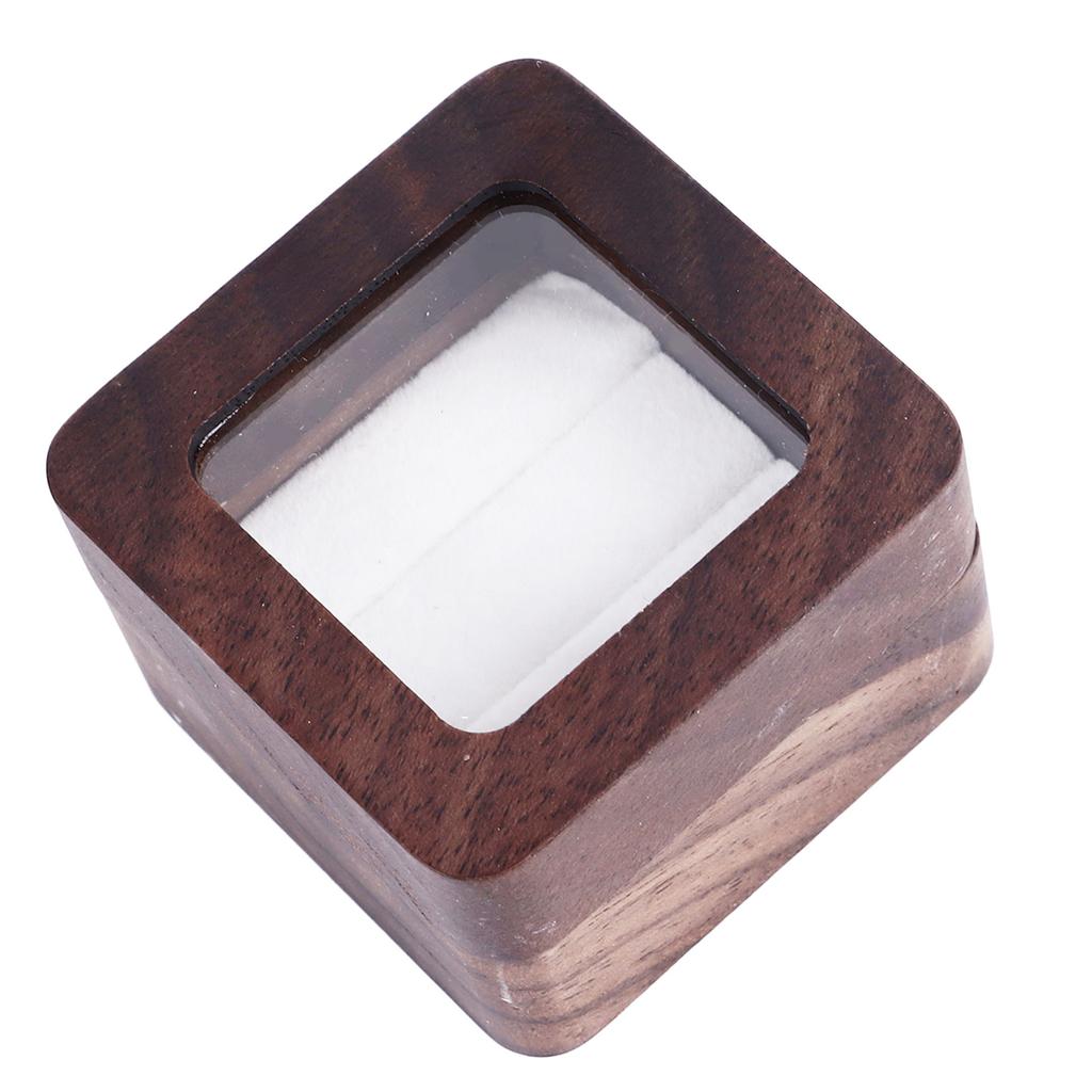 Doppel-Ringbox Etui Holzringbox mit transparentem Deckel für Hochzeitszeremonie Verlobung Heiratsantrag