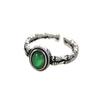 Xiaomi BF CLUB 925 Sterling Rings for Women Simple Geometric Handmade Irregular Retro Fish Green Stone Ring Allergy For Birthday Gift