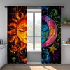 2 Pcs Digital Print Curtains Colorful Sun Moon Pattern Celestial Boho Decor For Living Room Bedroom Apartment Home
