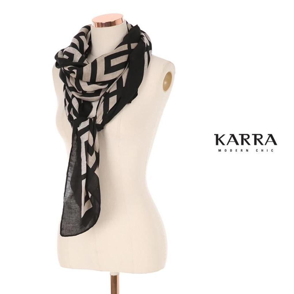 KARRA Checkered Color Block Shawl Scarf_A3F0402