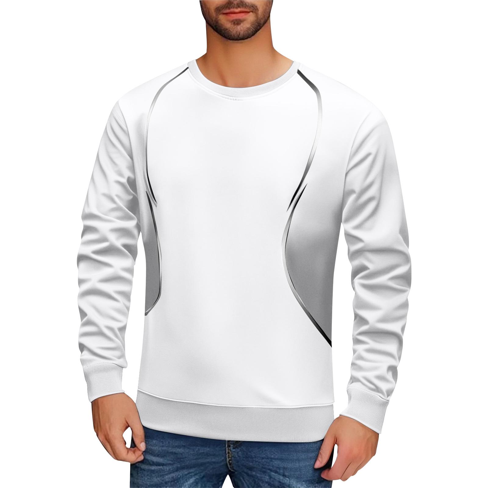 

Men s Casual Top Round Neck Pullover Long Sleeved XL