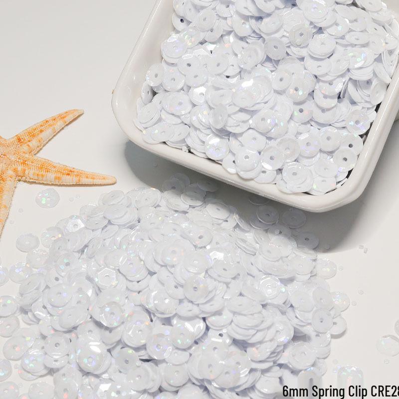 6mm Iridescent Silver Sequins: Laser Embossed Curved Pieces for DIY Embroidery, Wedding Dress Accessories, and Craft Ornaments.